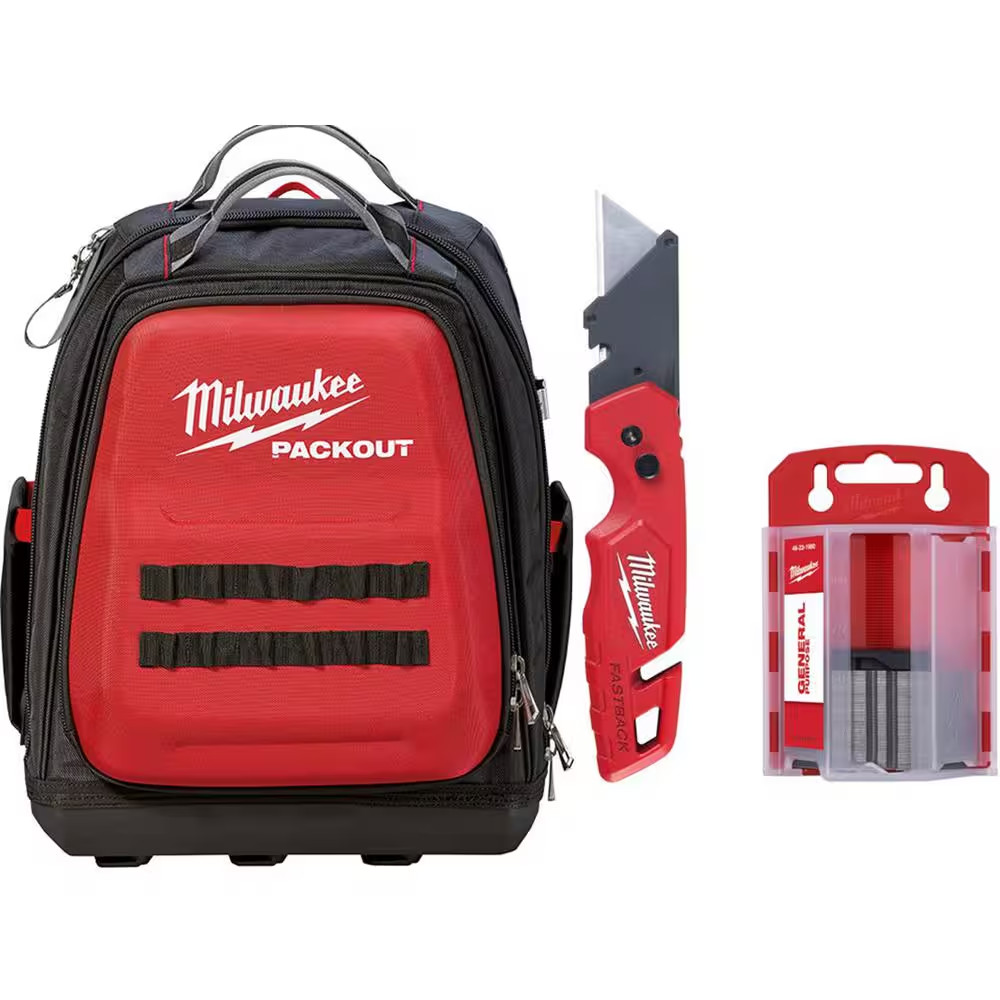 15 In. PACKOUT Tool Backpack with FASTBACK Folding Utility Knife and 50-Pack Gen