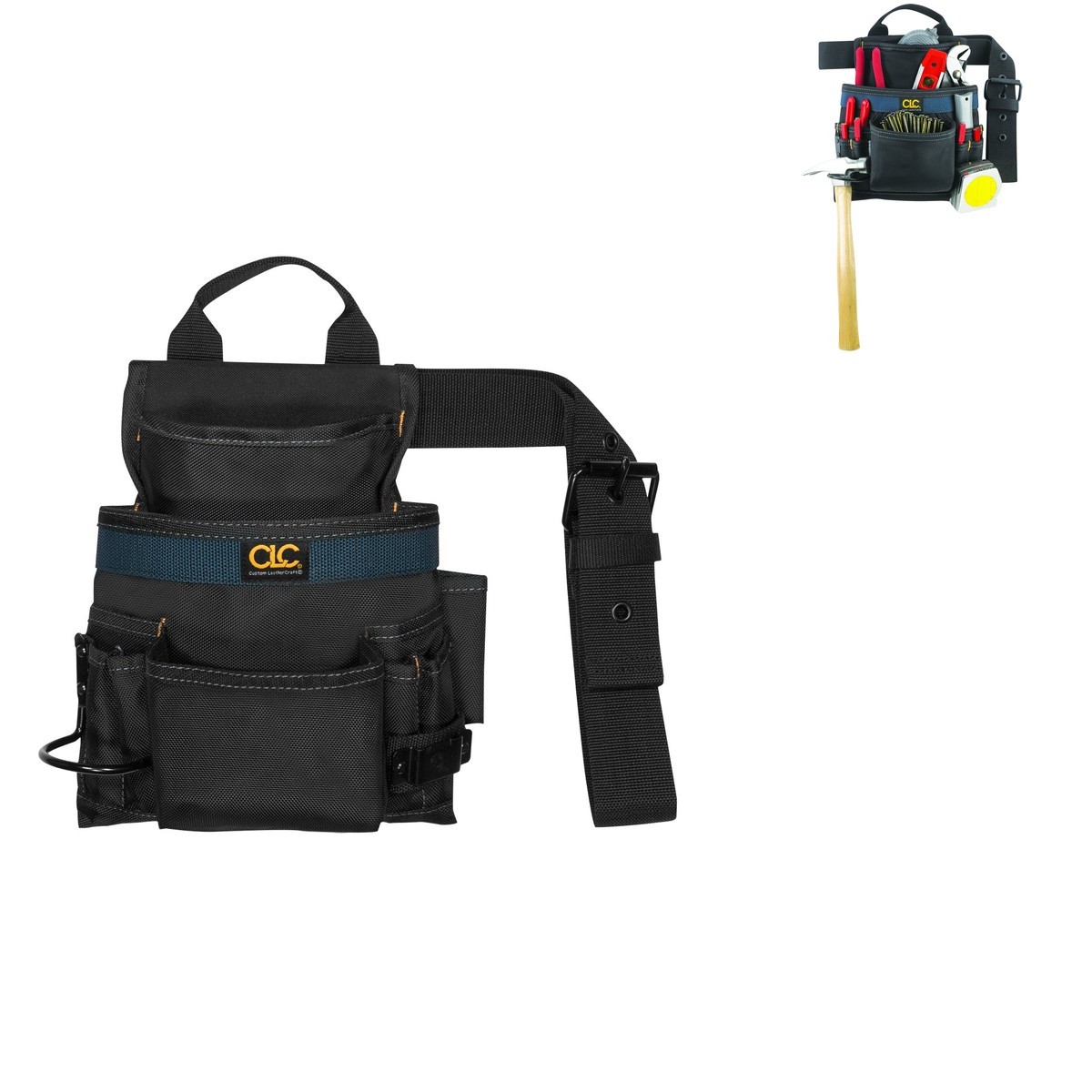 Custom Leathercraft 2823 Ballistic Nail and Tool Bag Black Medium 10-Pocket