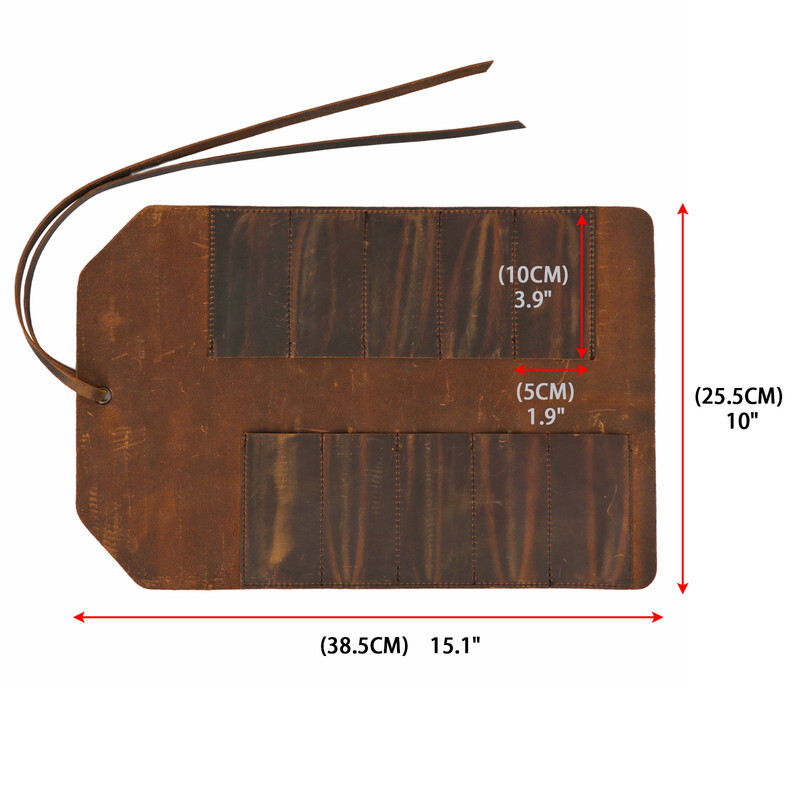 TOURBON Leather Rollup Workshop Carpenter Carving Tool Organizer Holster Storage