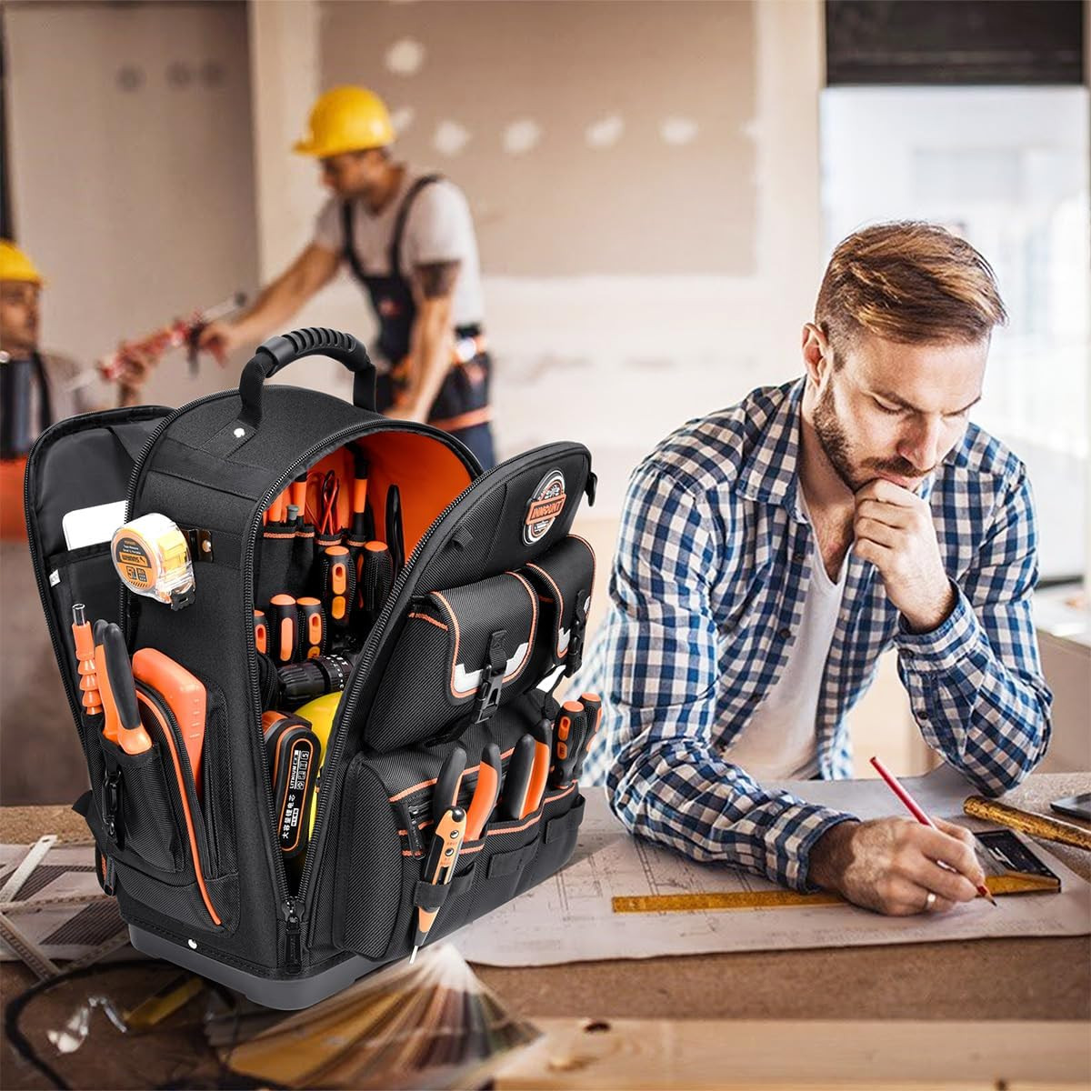 Heavy Duty Tool Backpack – Water-Resistant Organizer for Electricians