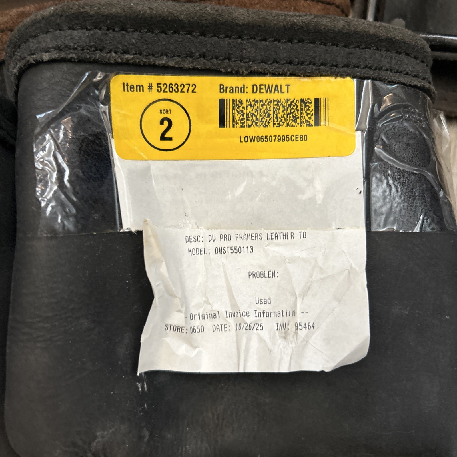 DeWalt Leather Tool Rig Belt Heavy Duty Multiple Pockets Adjustable DWST550113