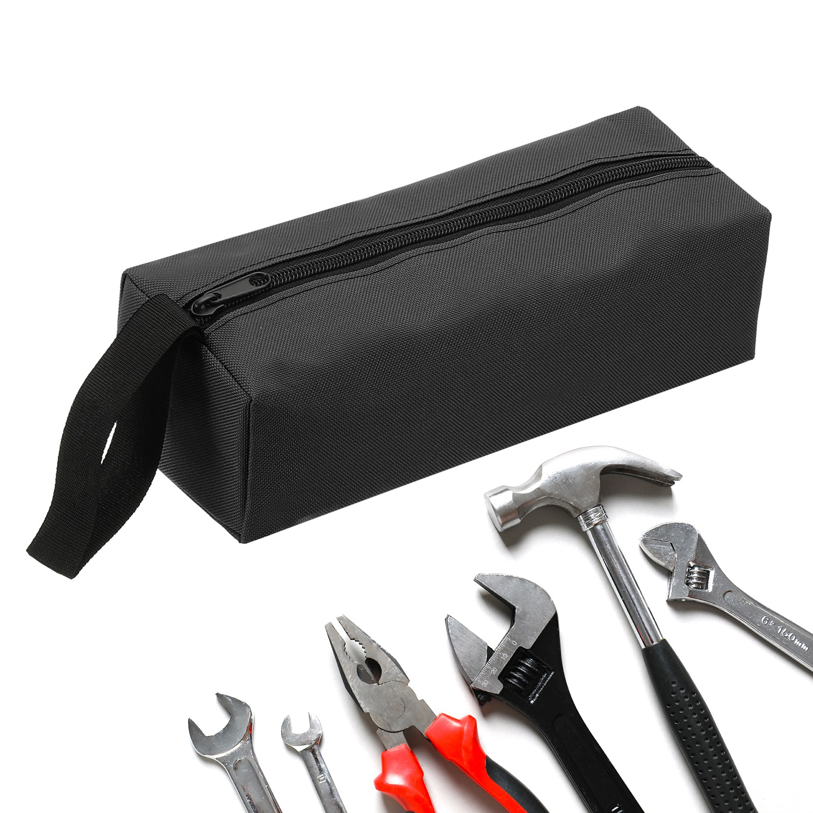 Zipper Utility Tool Bag 9.8×3.3×2.8 Inch Multi-purpose Tote Bag Black