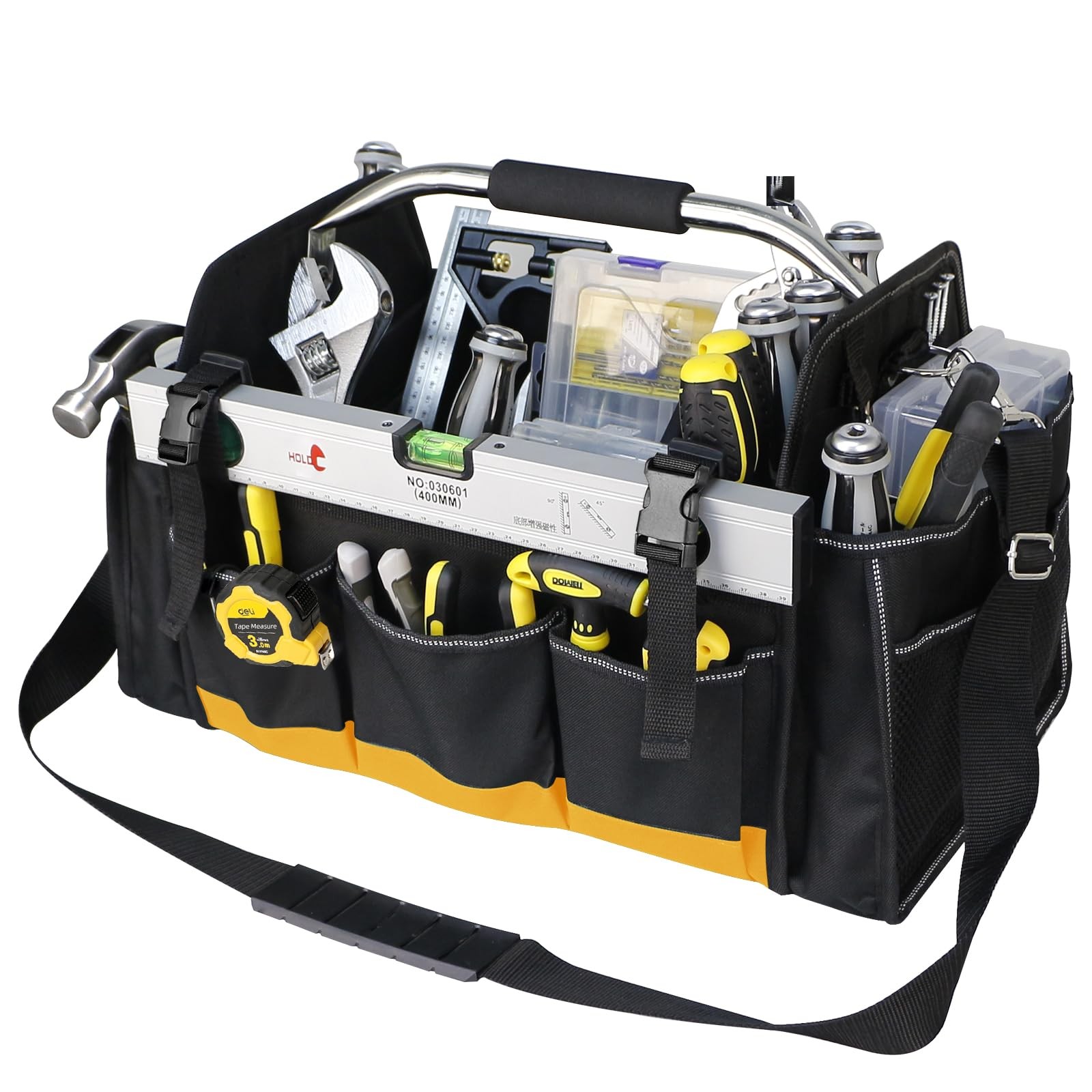 18 Inch Open Top Tool Bag, Tool Bags for Men with 30 Pockets, 1680D Waterproo…