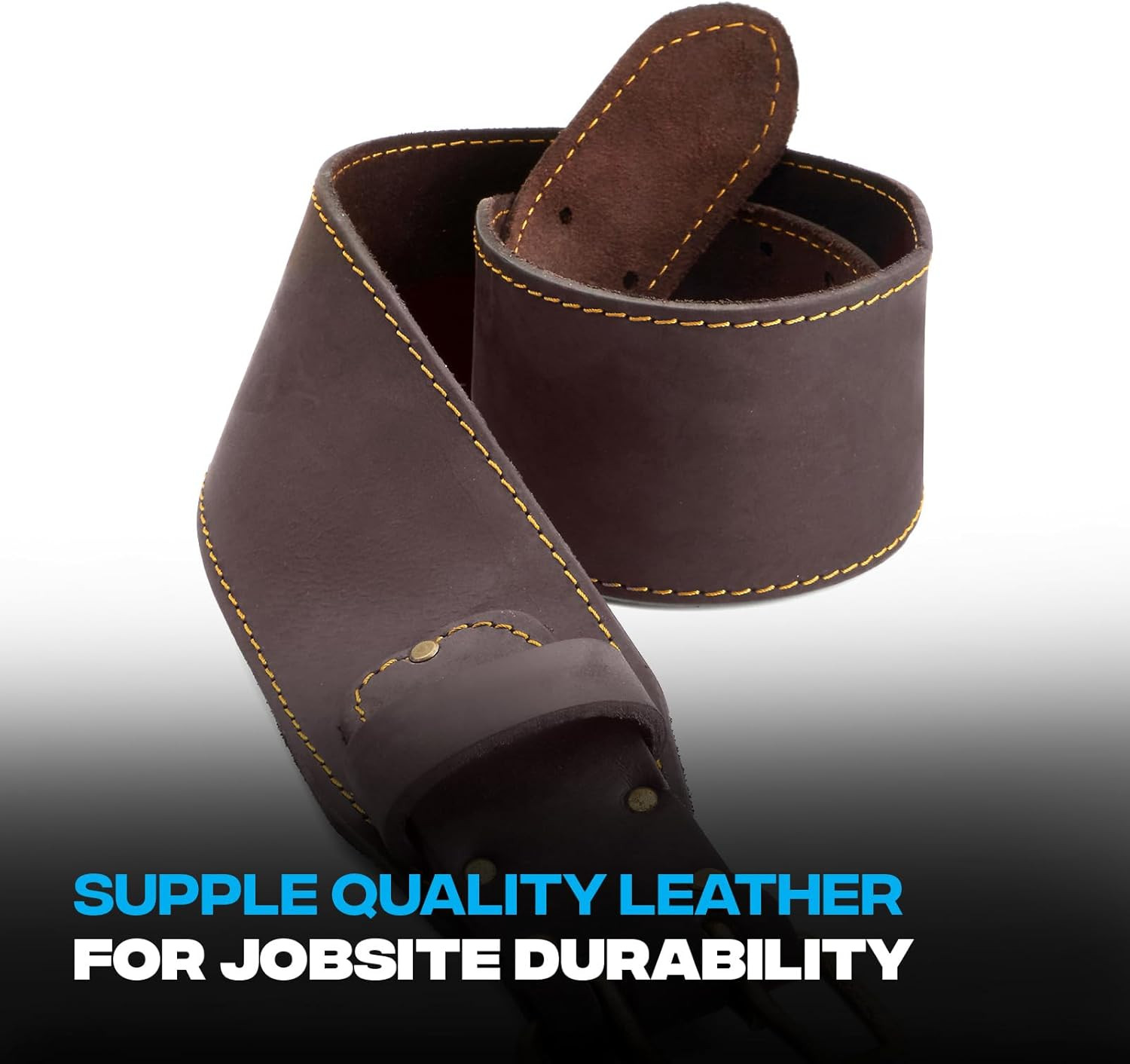Pro Small/Medium 3″ Wide Full Grain Leather Tool Belt with Double Stitched Const