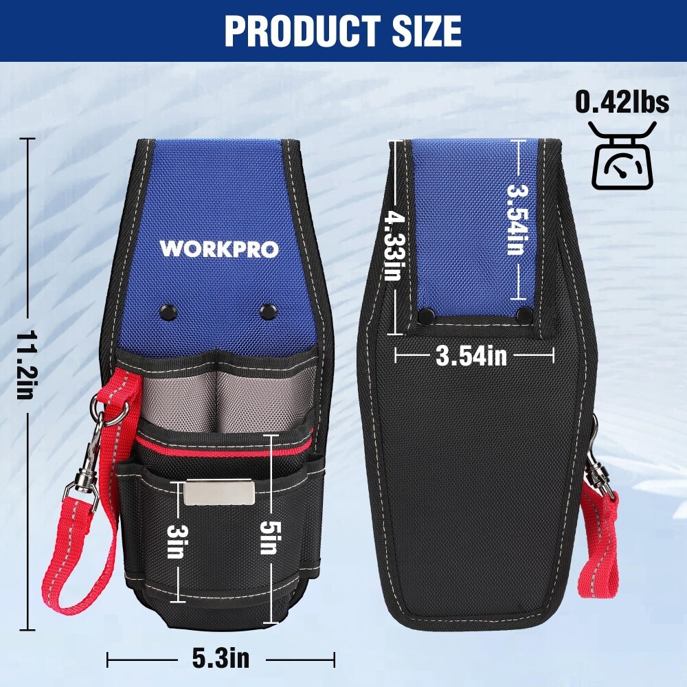 WORKPRO Professional Electrician Tool Pouch Compact Durable Tool Bag w/ 6 Pocket