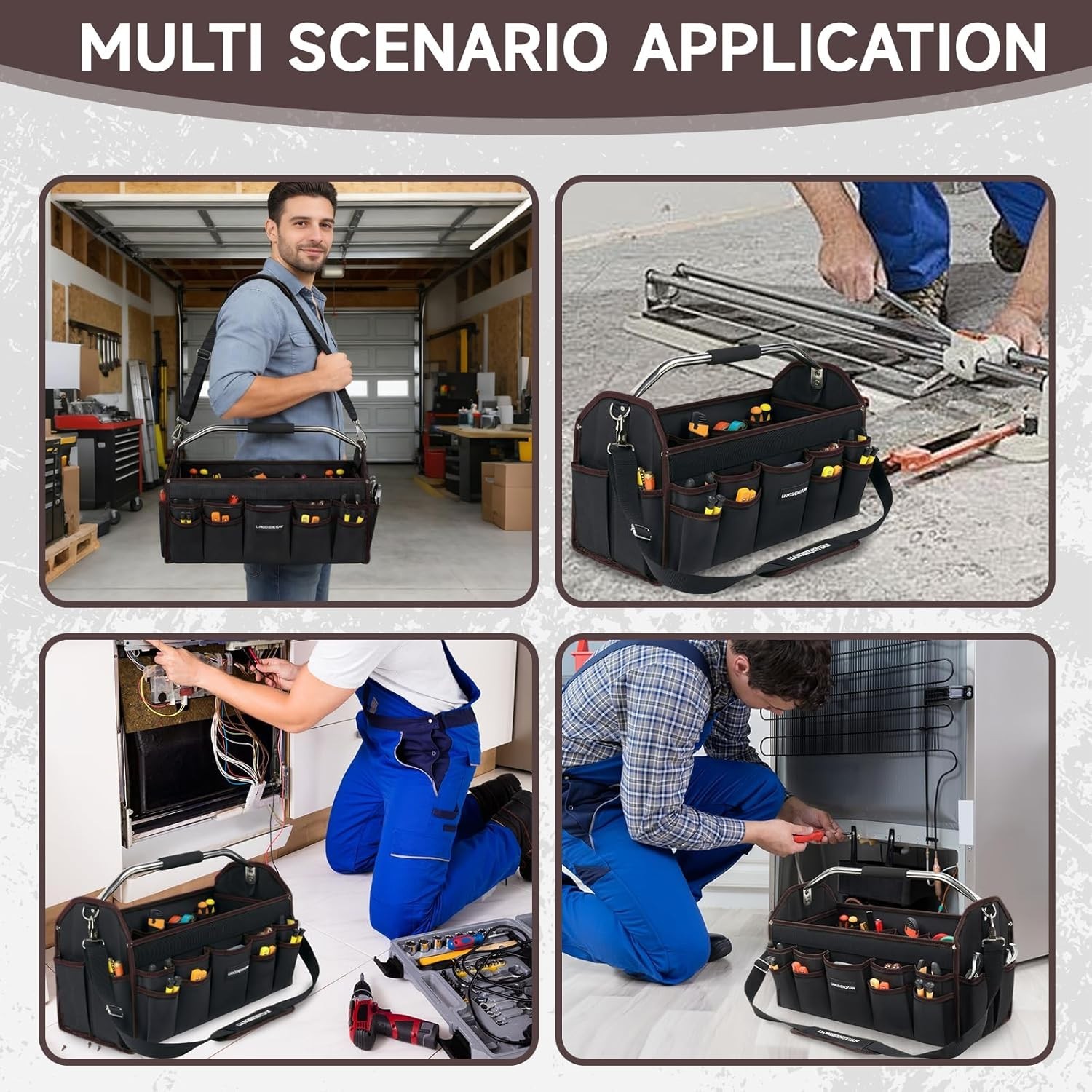 20 In Tool Carrier, Open Top Tool Tote 30 Pockets, Waterproof Tool Bag For Me…