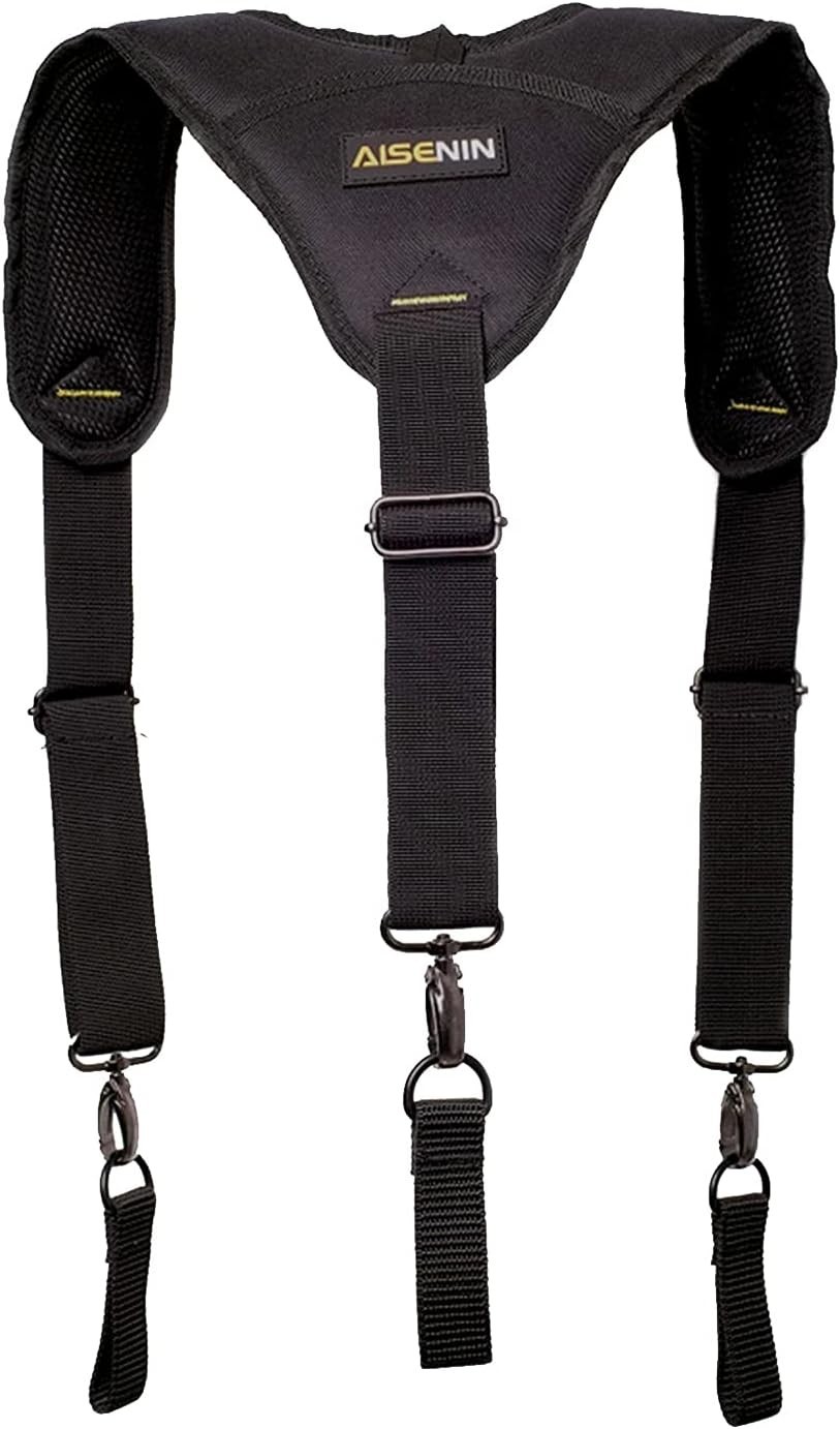Tool Belt Suspenders, 3 Point Padded, Adjustable, Heavy-Duty, Polyester