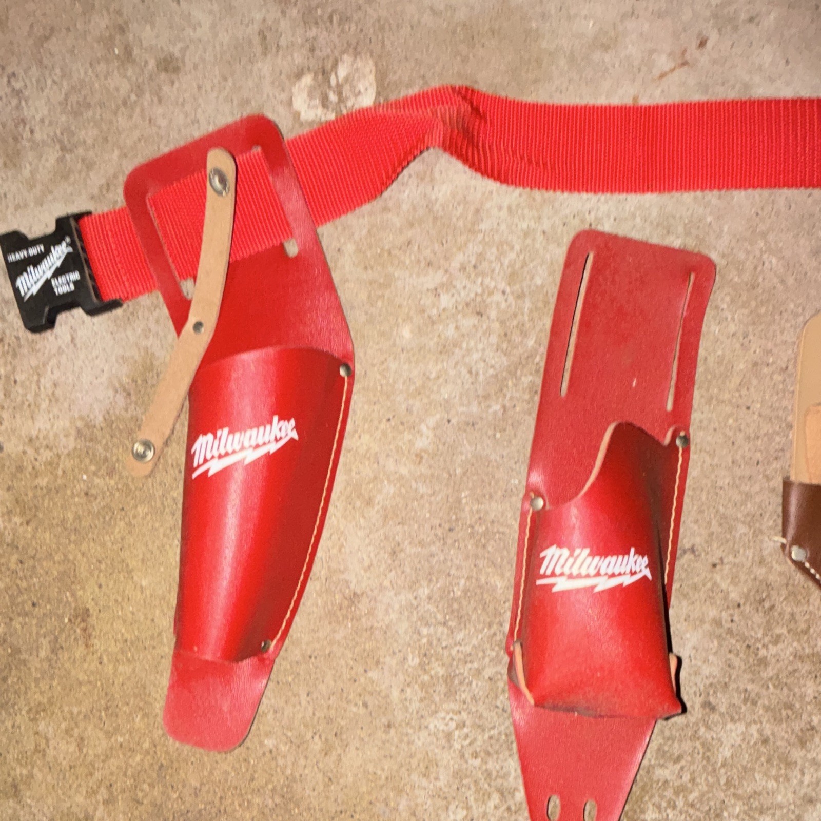 Milwaukee Porter-Cable Panasonic Tool Holster Lot (6) + Craftsman Suspenders