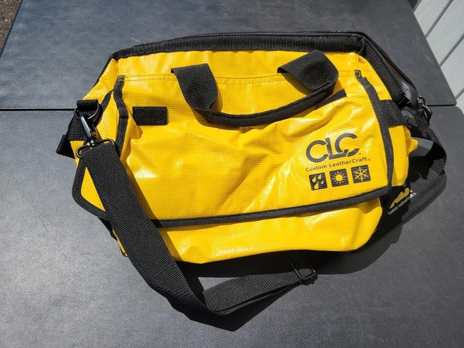CLC Custom LeatherCraft Tool Bag Yellow Fabric Zipper Shoulder Strap Organizer