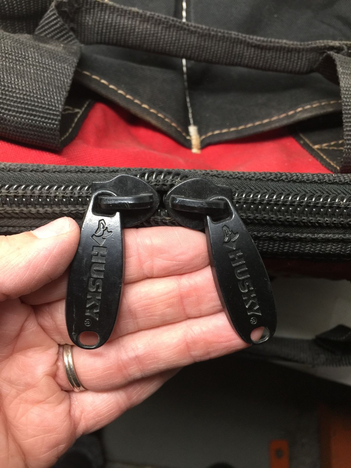 Husky Red and Black Zippered Tool Bag with Handles