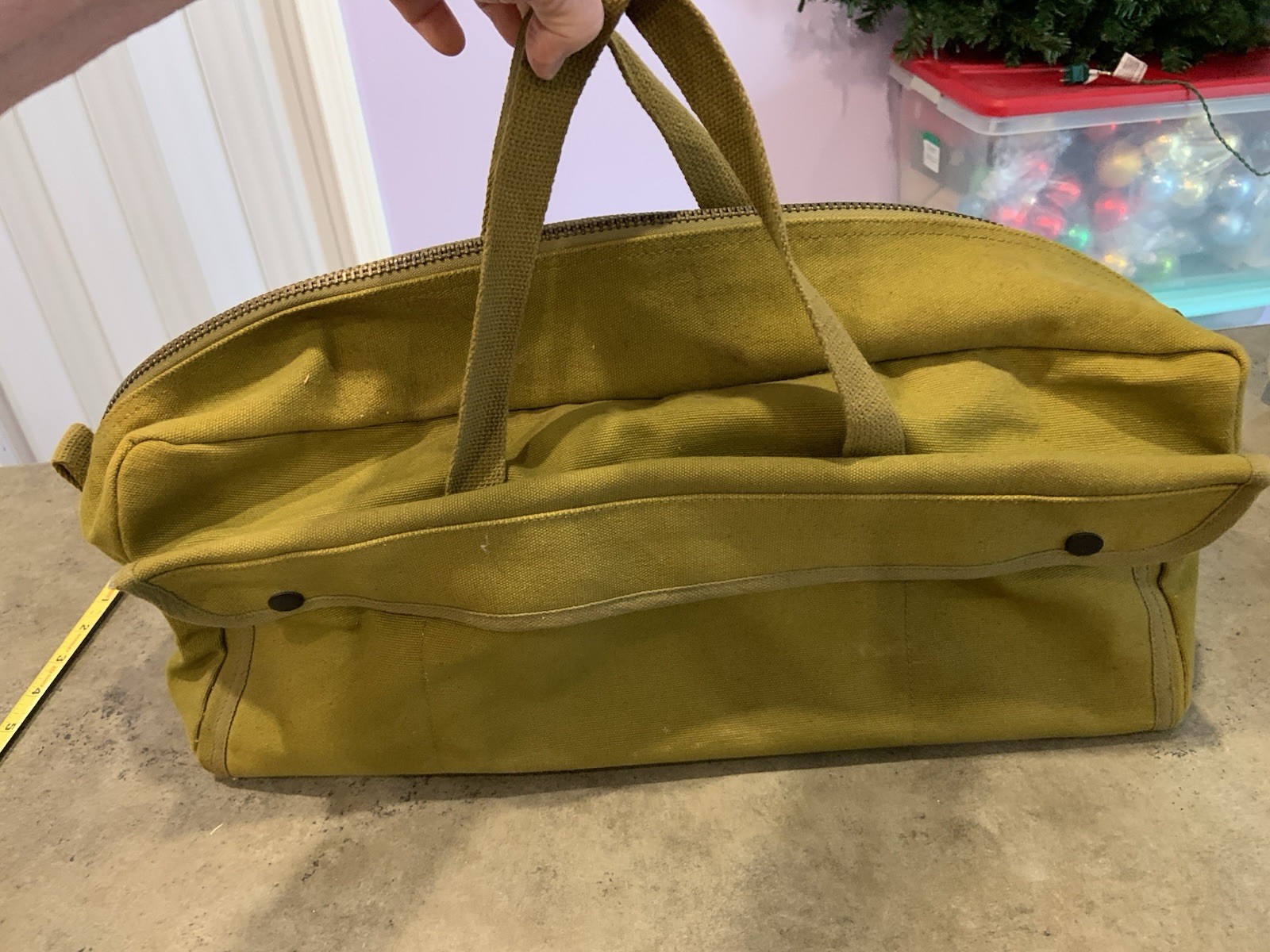 Vtg Military Style Mechanics Tool Bag Olive Green Heavy Cotton Canvas Sturdy