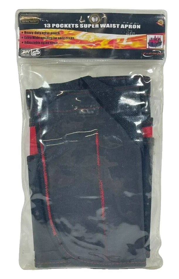 King Roy Adult Nylon 13-Pocket Super Waist Tool Apron Work Belt Black Red