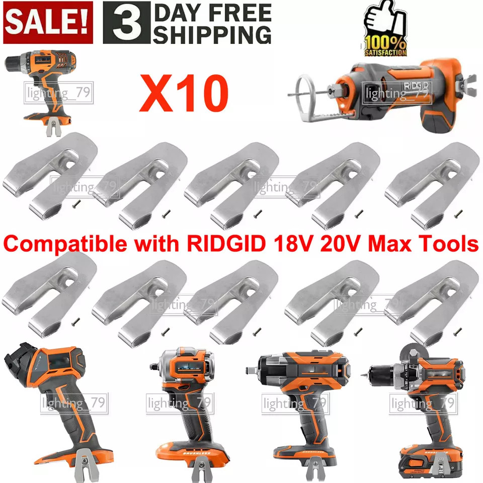 10 Pack RIDGID Belt Clip Hook with Screw for Ridgid R86035 R86034 R86036 R860054