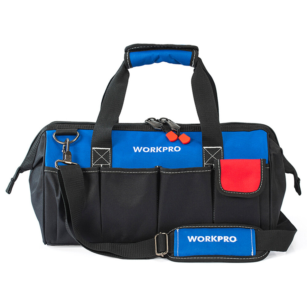 WORKPRO 18inch Close Top Wide Mouth Storage Tool Bag w/Adjustable Shoulder Strap