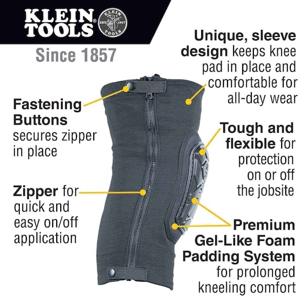 Klein Tools 60628 Tough-Flex Knee Pad Sleeve S/M, 2-Pair