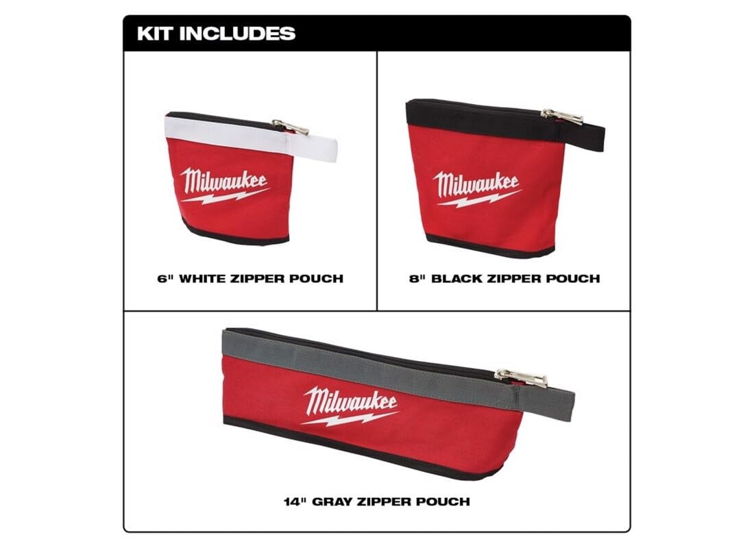 Milwaukee Electric – 3 PC Multi-Size Zipper Pouches Red