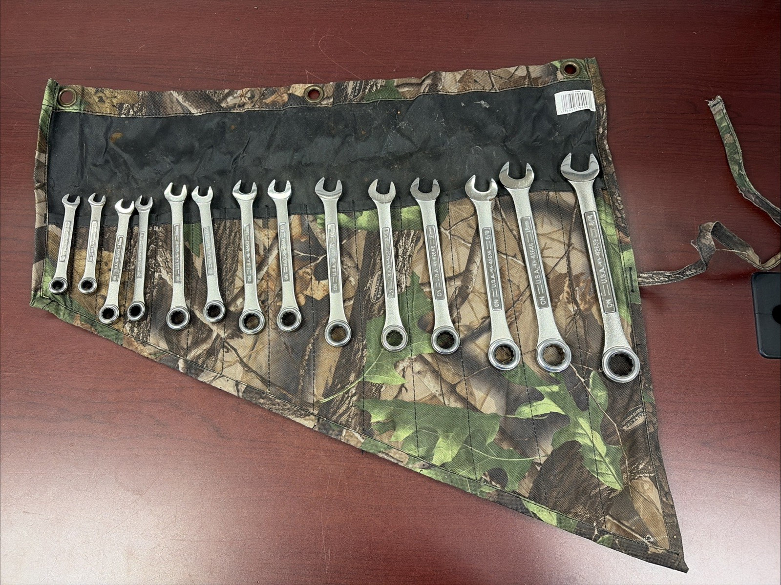 Craftsman Camouflage 14 Ratcheting Wrench USA SAE & MMM Roll-up Pouch # 40988