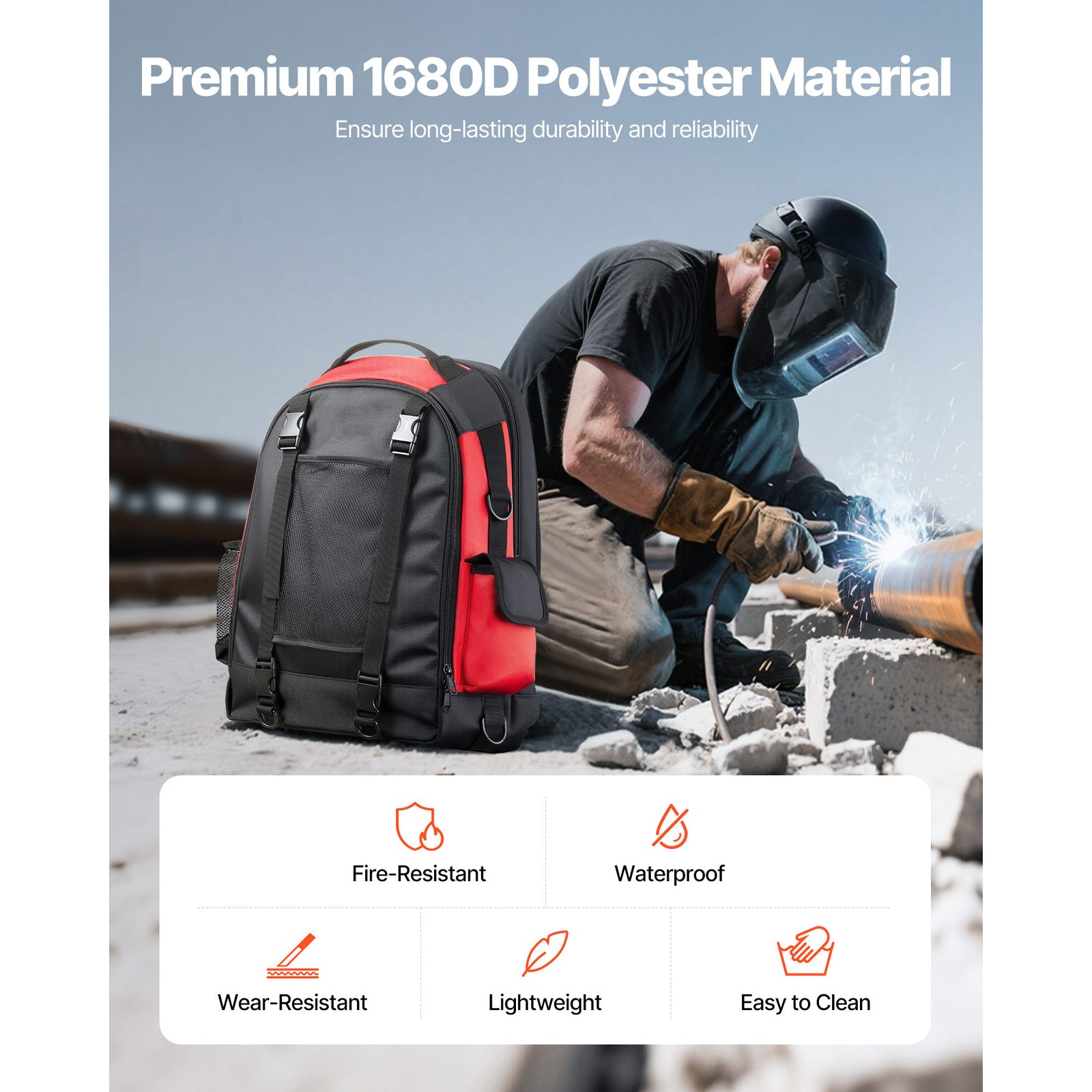Uimoso 25.2L Welding Backpack, Durable 1680D Polyester for Tools & Helmet