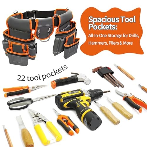 Professional Tool Belts for Men, Magnetic Tool Pouch, Heavy Duty Adjustable