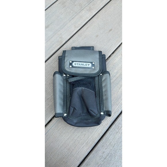 Stanley Tool Pouch Black Grey Nylon Multi Pocket Belt Attachment Organizer