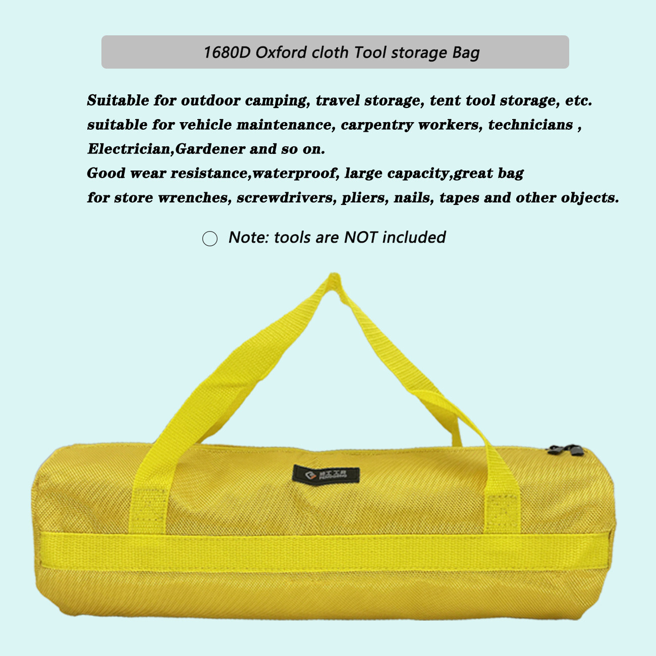 16inch Yellow Tool Bag with Zippers Multi Purpose Quick Manual tool 15.75×5.12in