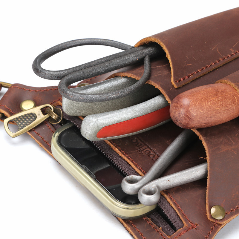 TOURBON Leather Gardening Belt Pouch Florist Organizer Waist Bag Tools Holster