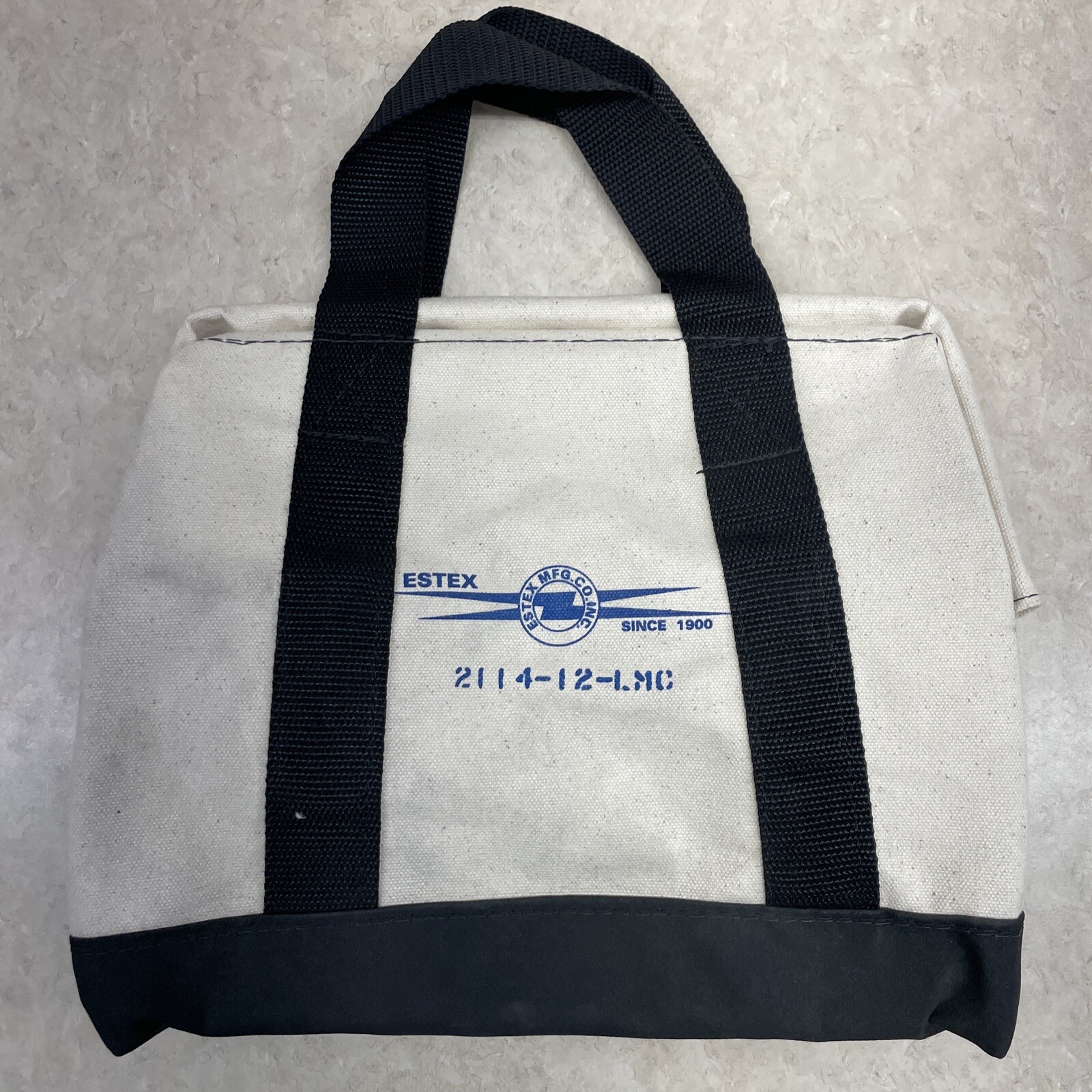 Lot of 2 Estex 2114-12 #8 Canvas Duck Tool Bag With Leather Straps Black & Blue