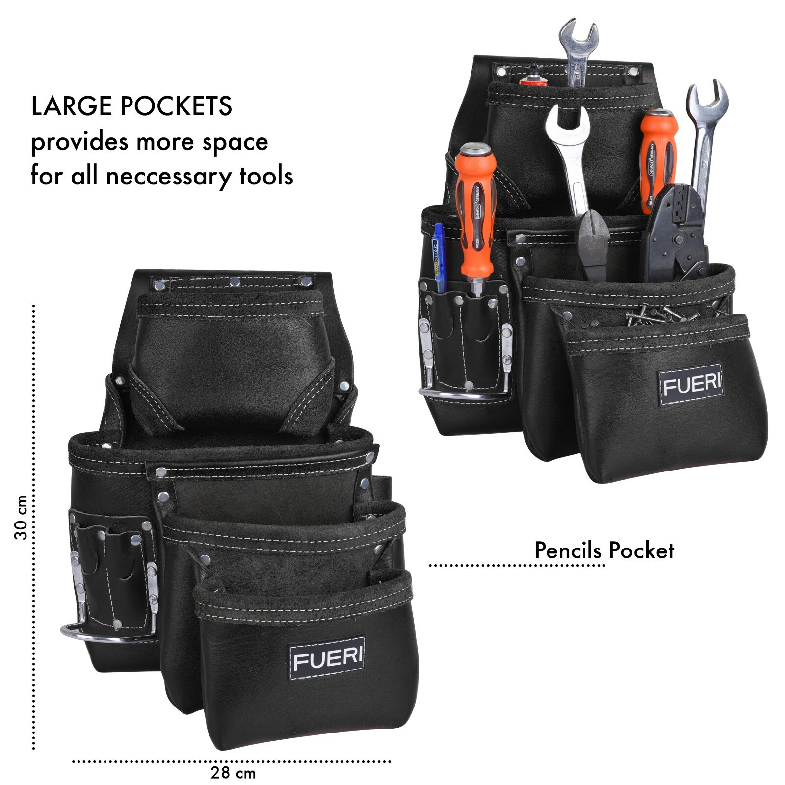 Leather Tool Belt Carpenter Electrician Tool Pouch Rig Framer Construction Bag