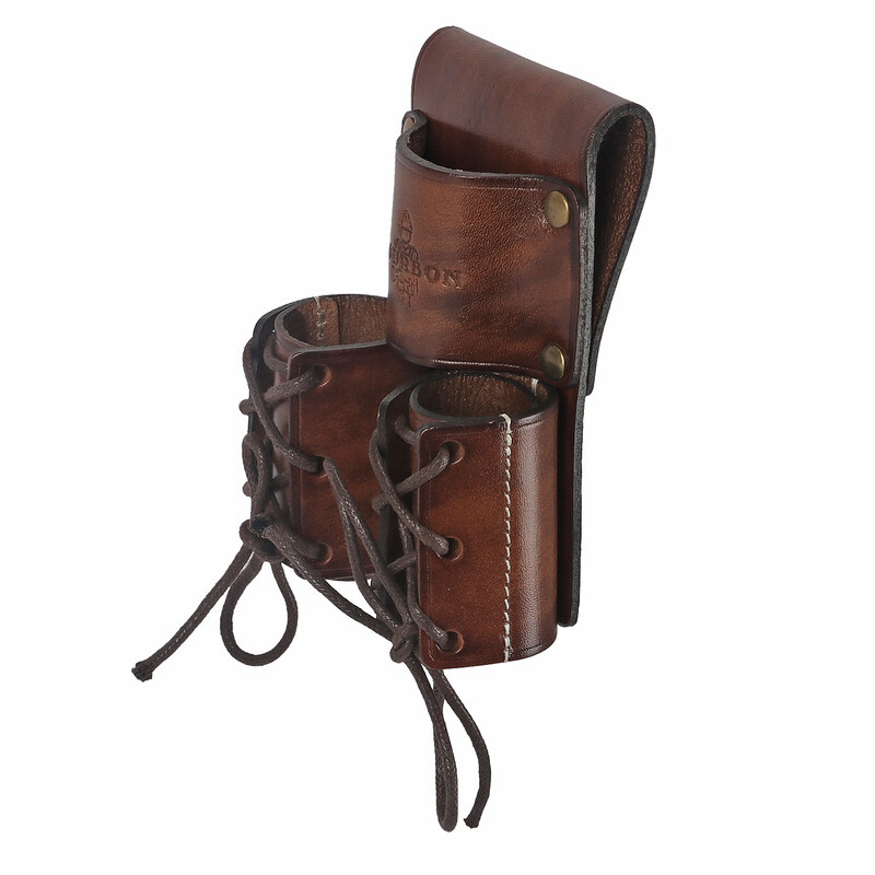 TOURBON Leather Double Bull Pins Belt Holder Spud Wrench Tools Carrier Sheath US