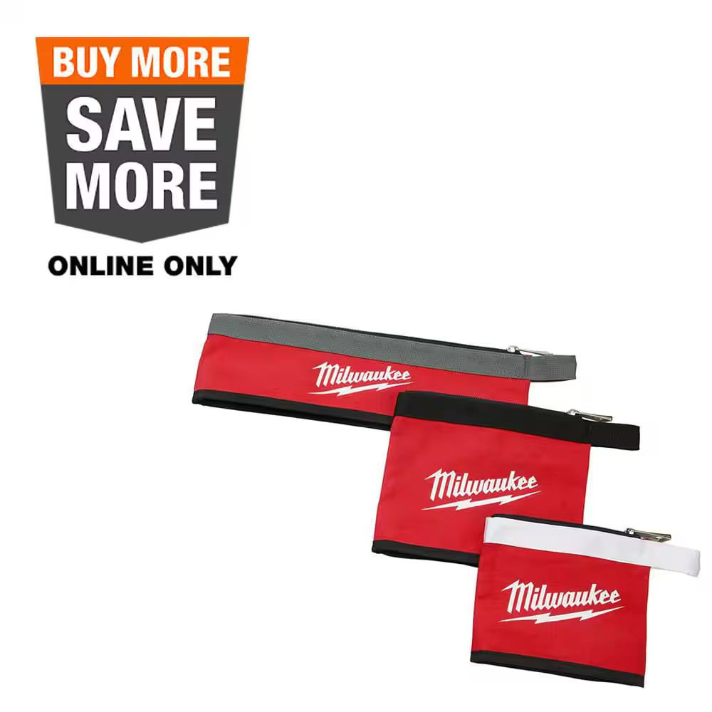 14 In., 8 In. and 6 In. Multi-Size Zipper Tool Bags in Red (3-Pack)
