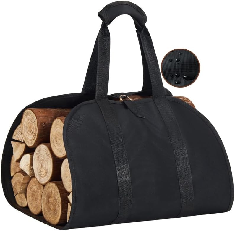 Firewood Carrier, Waterproof Oxford Fabric Firewood Bag, Large Log Carrier for F
