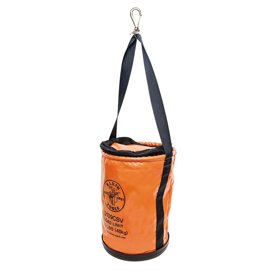 Bright Orange Utility Bucket With Zipper Closure Heavy Duty Tool Carrier