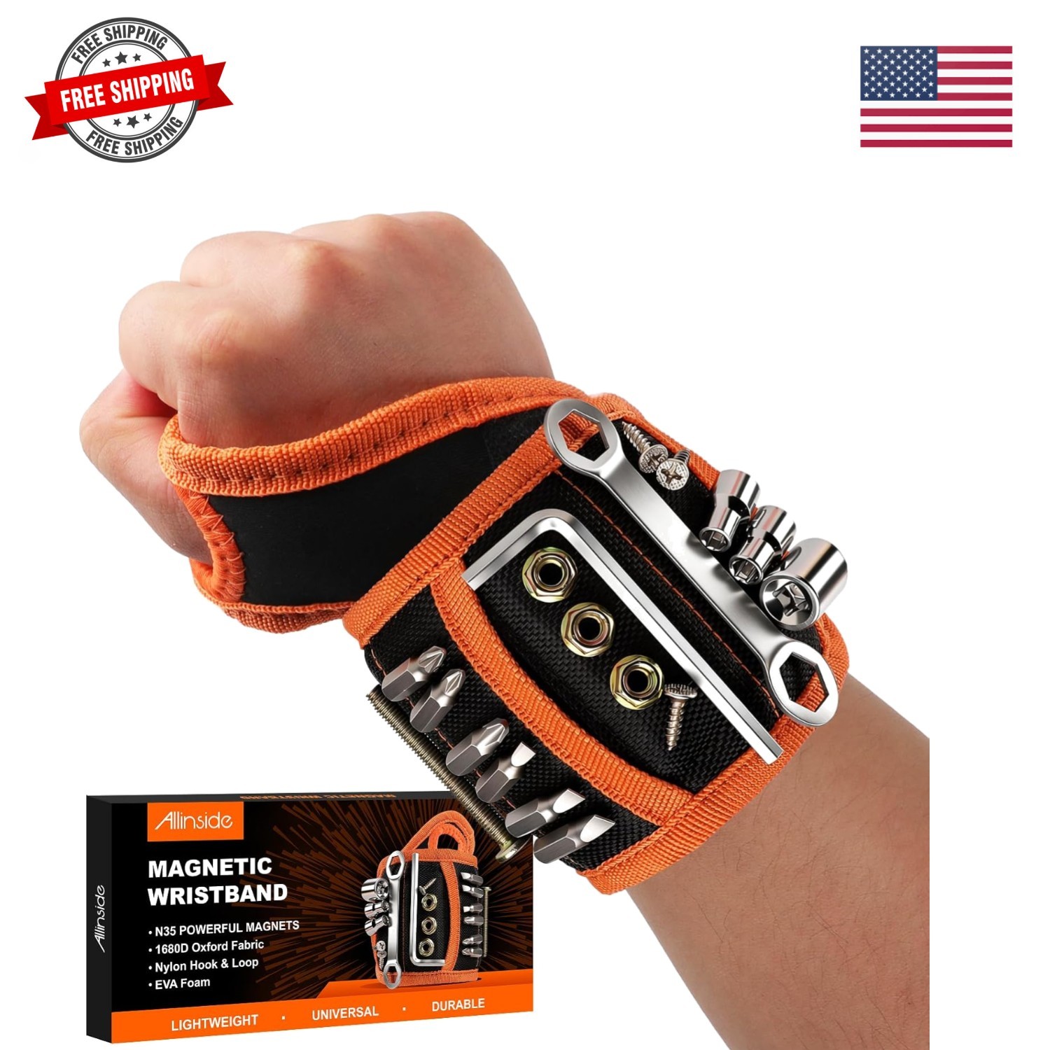 Magnetic Wristband for Tools, Tool Belt Wrist Band with 15 Powerful Magnets, …