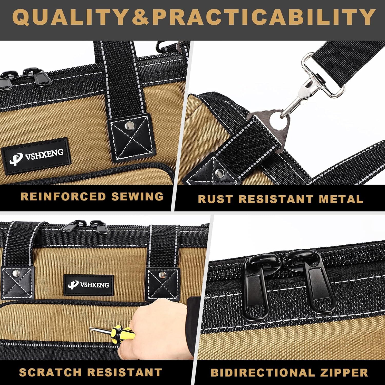 17 IN Large Tool Bag For Men Heavy Duty, Drill Bag Tool Bag Organizer, Wide M…