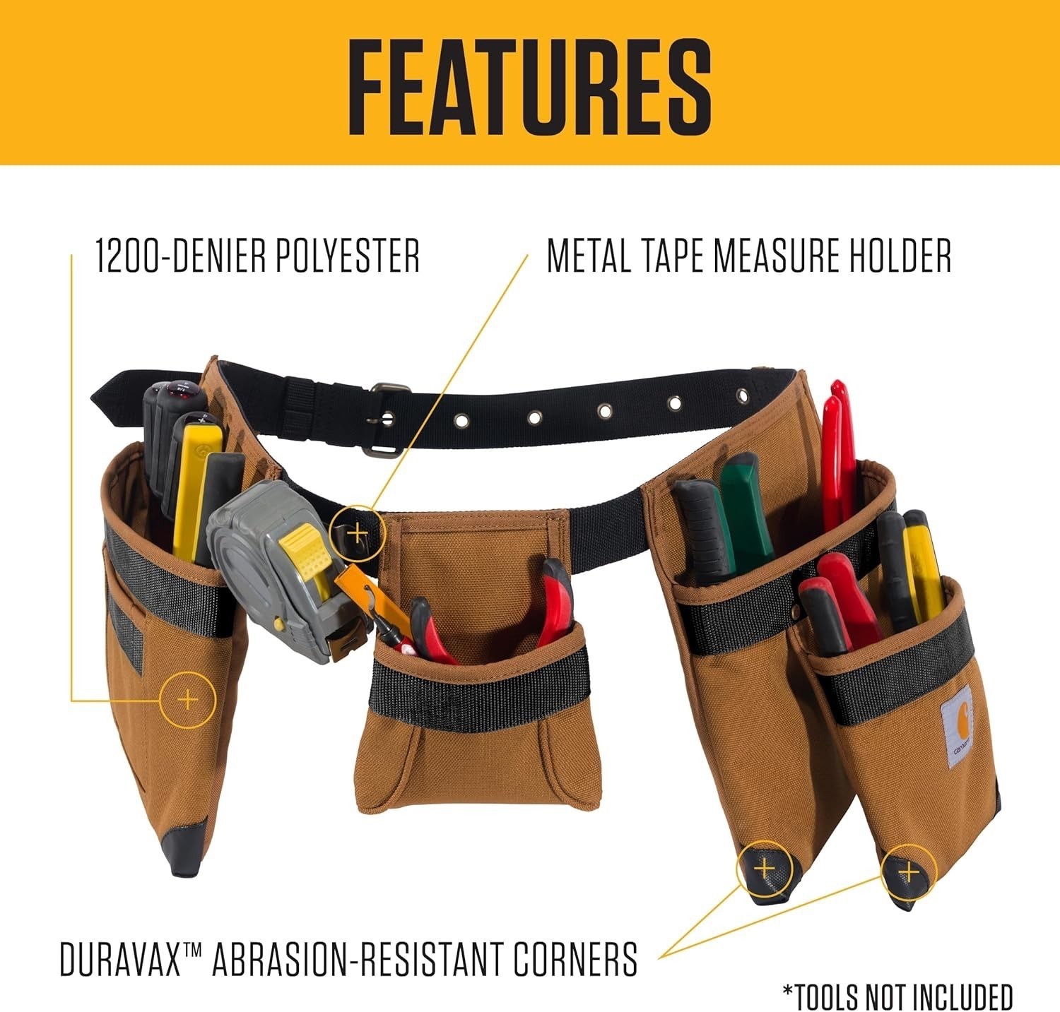 Carhartt Padded Tool Belt, Rugged Tool Belt with Fastener Storage Pockets – NEW