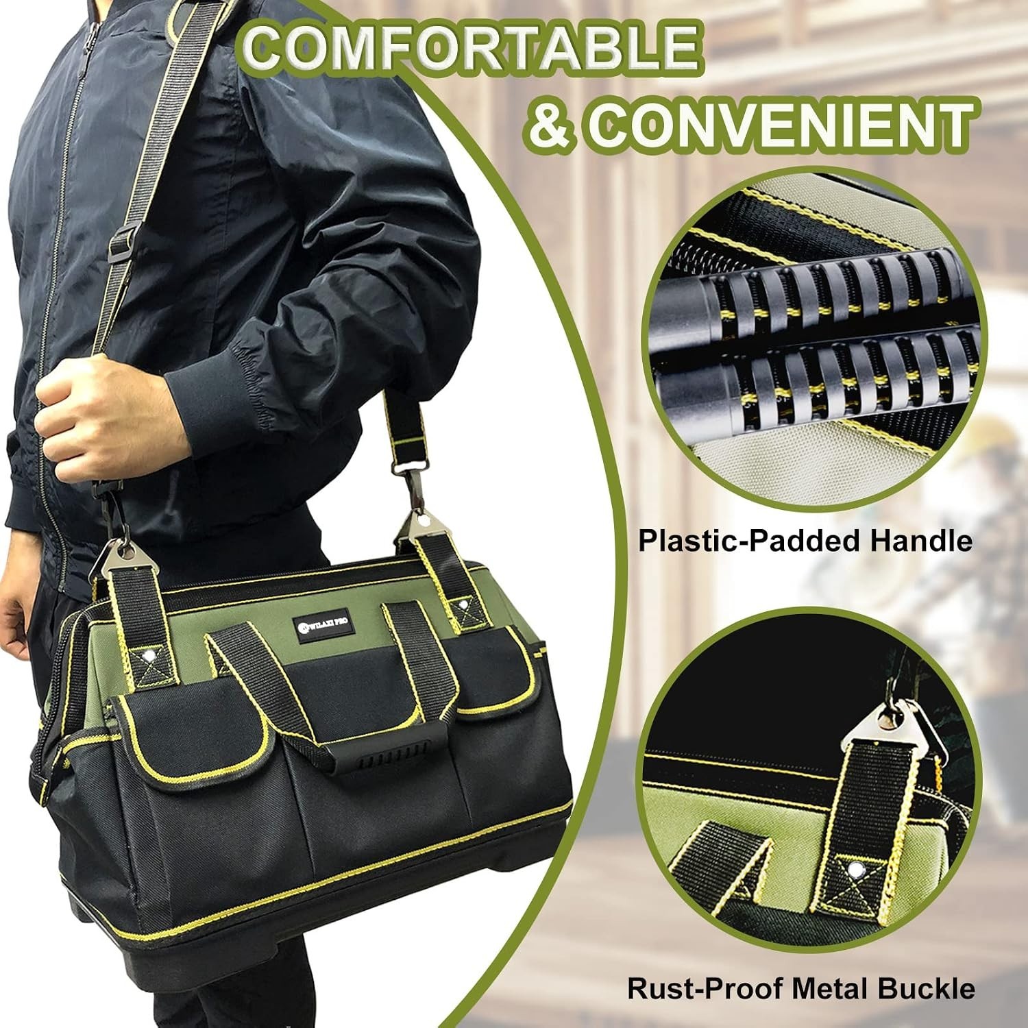 20inch Tool Bag for Men Women Heavy Duty with Waterproof Molded Base Large To…