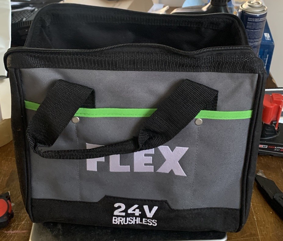 “Flex 24V Brushless” Medium 2-Tool Contractor’s Canvas Bag (approx. 12″x10″x9″)