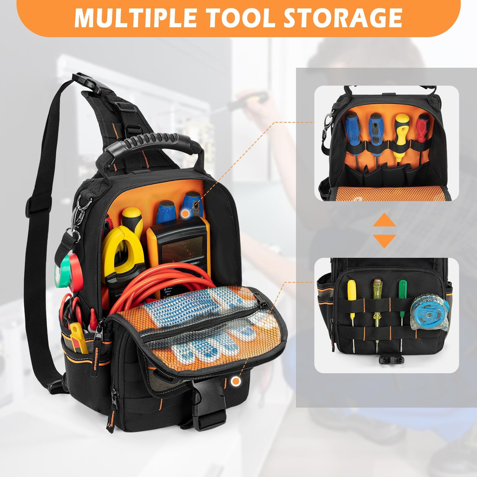 Trahzia Electrician Tool Pouch Bag, Zippered HVAC Tool Organizer CATH01101