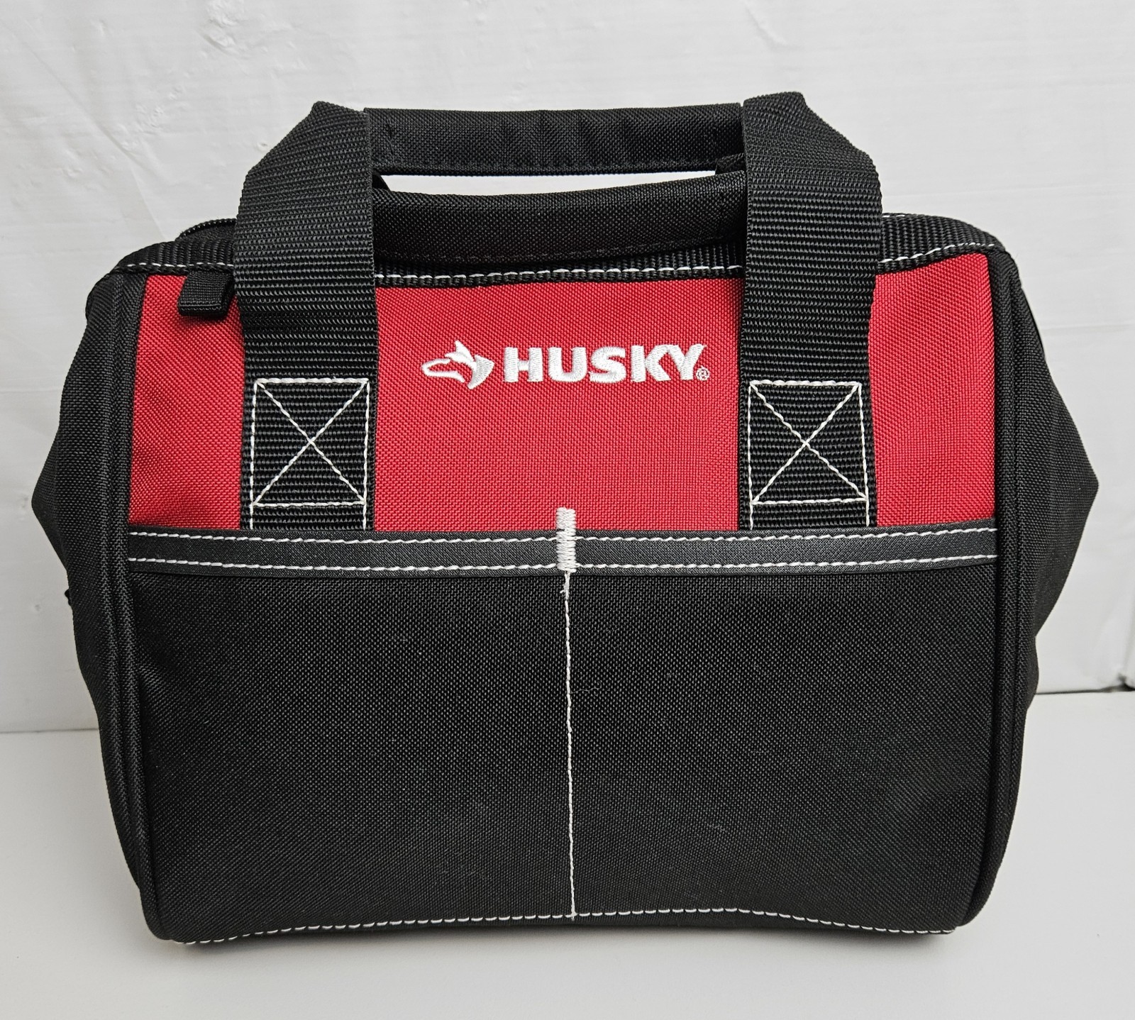 Husky Small Tool Storage Carry Bag Tote Zippered 10 inch Red Black Contractor