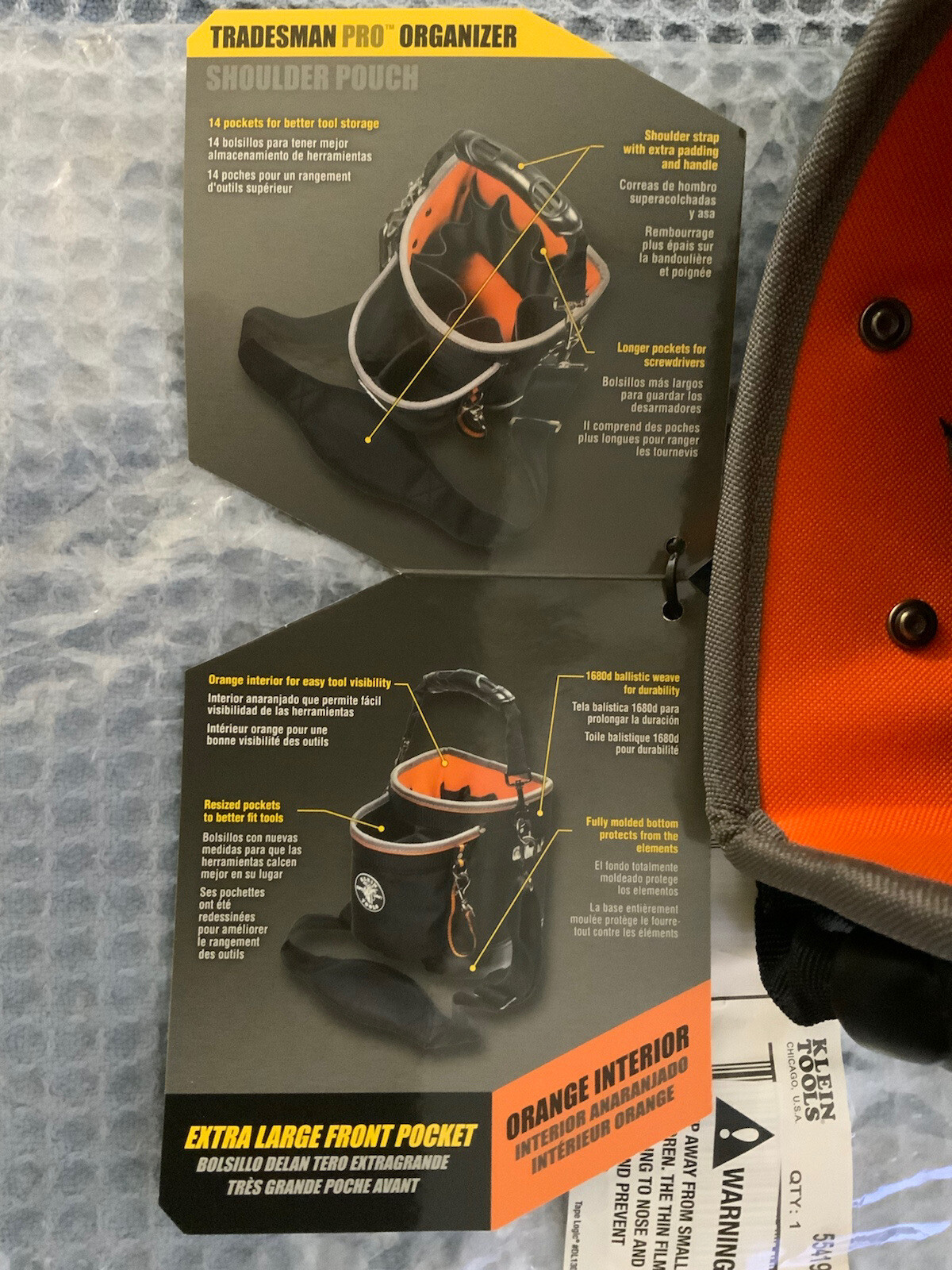 Klein Tools 55419SP-14 Tradesman PRO Tool Tote 1680D Ballistic Weave 14 Pockets