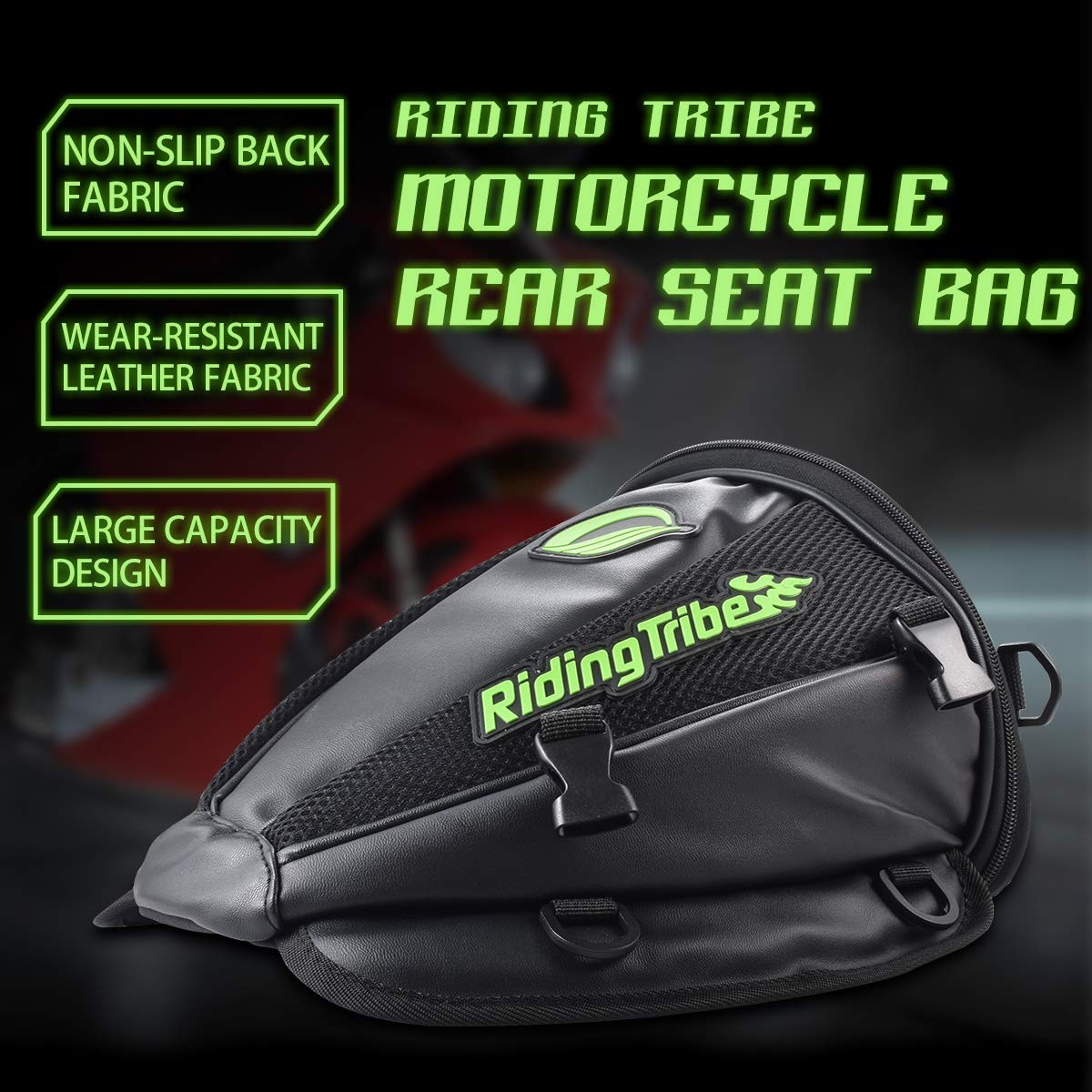 Motorcycle Backseat Tank Bag Multifunctional Waterproof PU Leather Storage Sa…