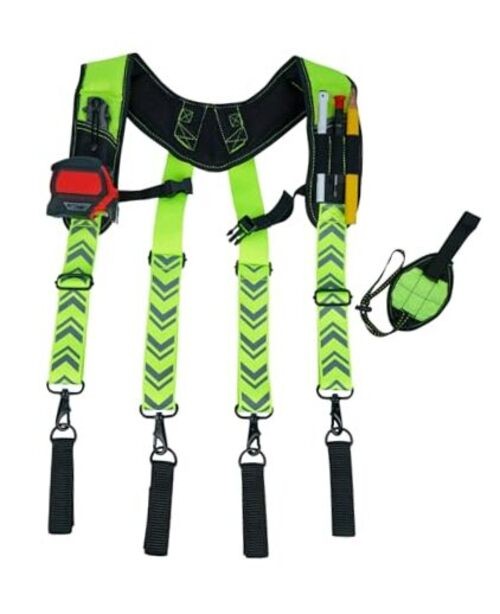 Magnetic Tool Belt Suspenders,Reflective Safety Work SW001A-Lime