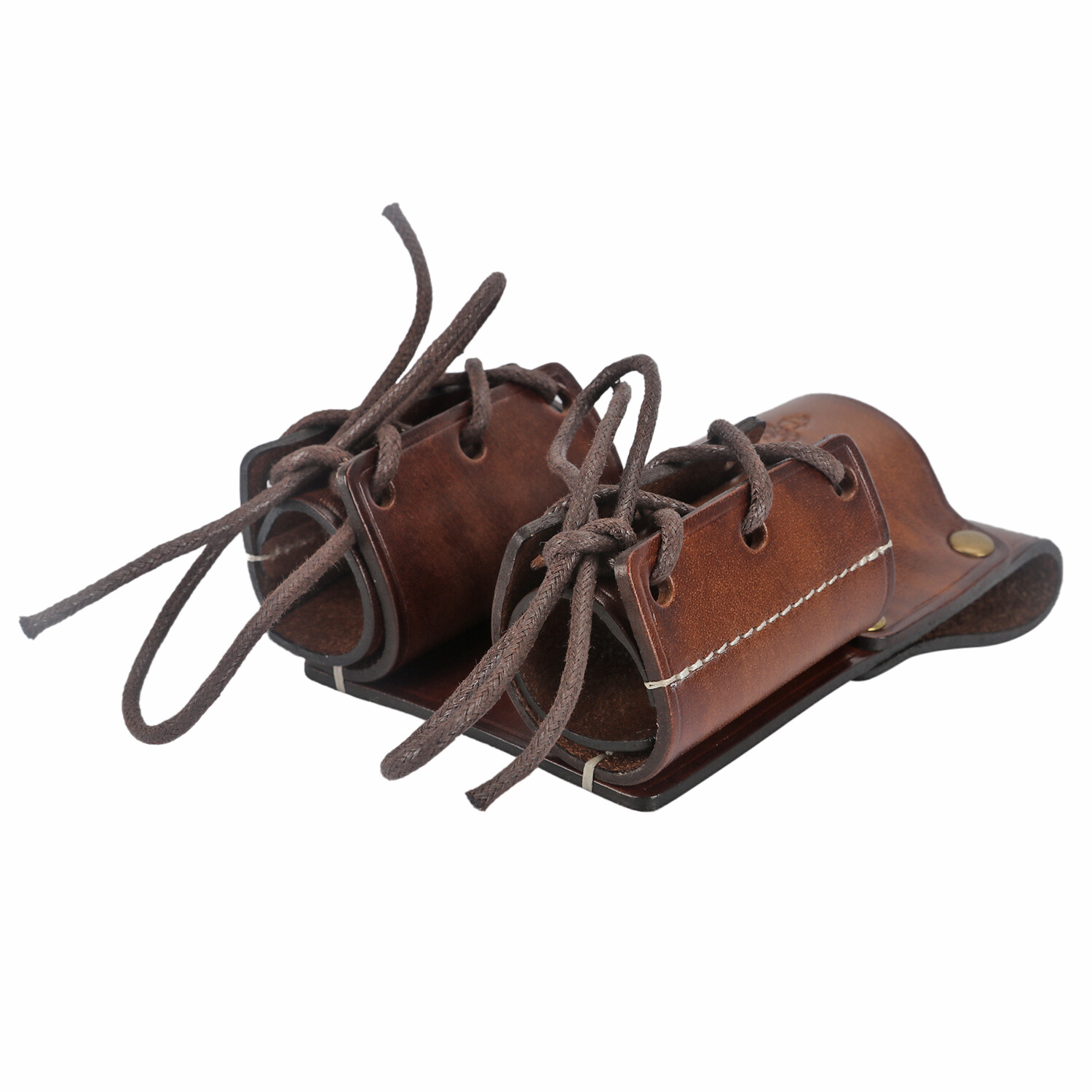 TOURBON Leather Double Bull Pins Belt Holder Spud Wrench Tools Carrier Sheath US