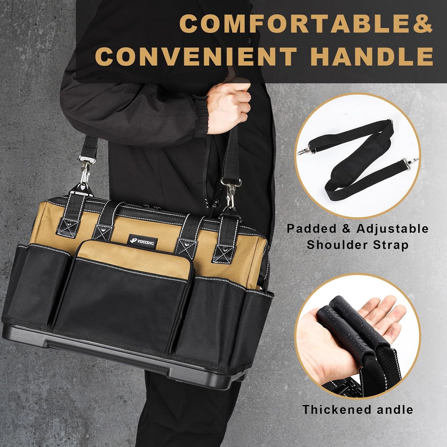 17 IN Large Tool Bag For Men Heavy Duty, Drill Bag Tool Bag Organizer, Wide M…
