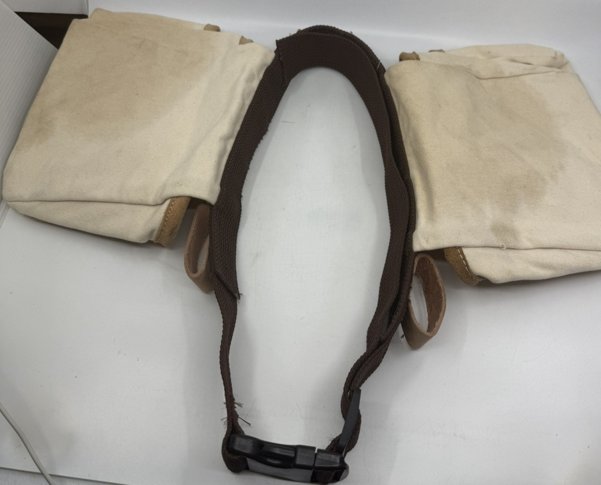 AWP Cotton Canvas & Leather Work Finisher Tool Belt 2 Pouches & 2 Hammer Holders