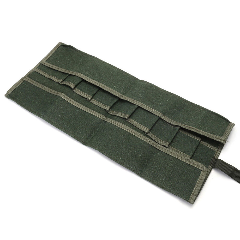 10Pockets Canvas Spanner Wrench Tool Roll Up storage bag Organizer Pouches Case*