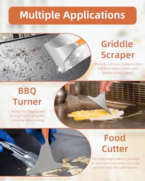 LEIFENY Griddle Scraper, Scrape Tool for Grill Flat Top, Heavy Duty, Multi