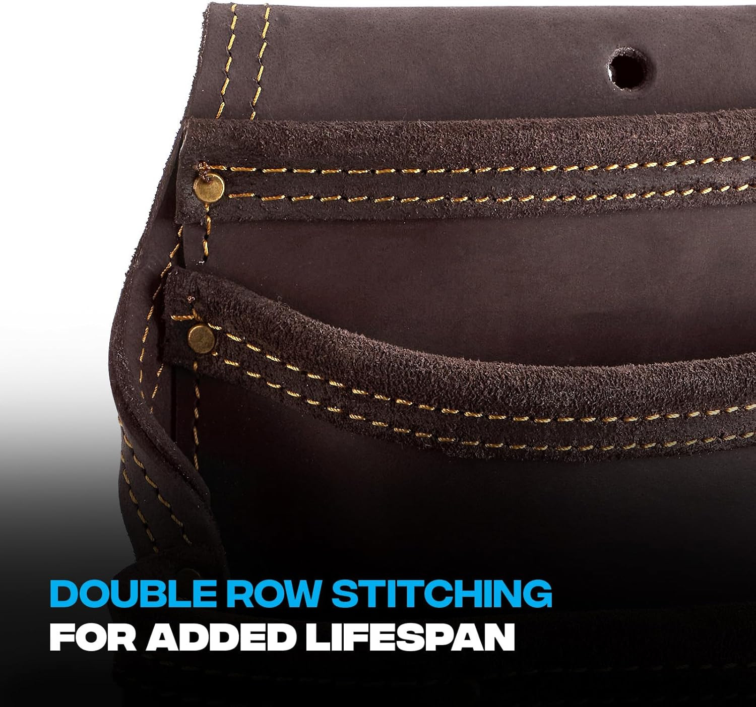 Pro Full Grain Leather Tool Pouches – Made with Double Stitching and Rivet Reinf