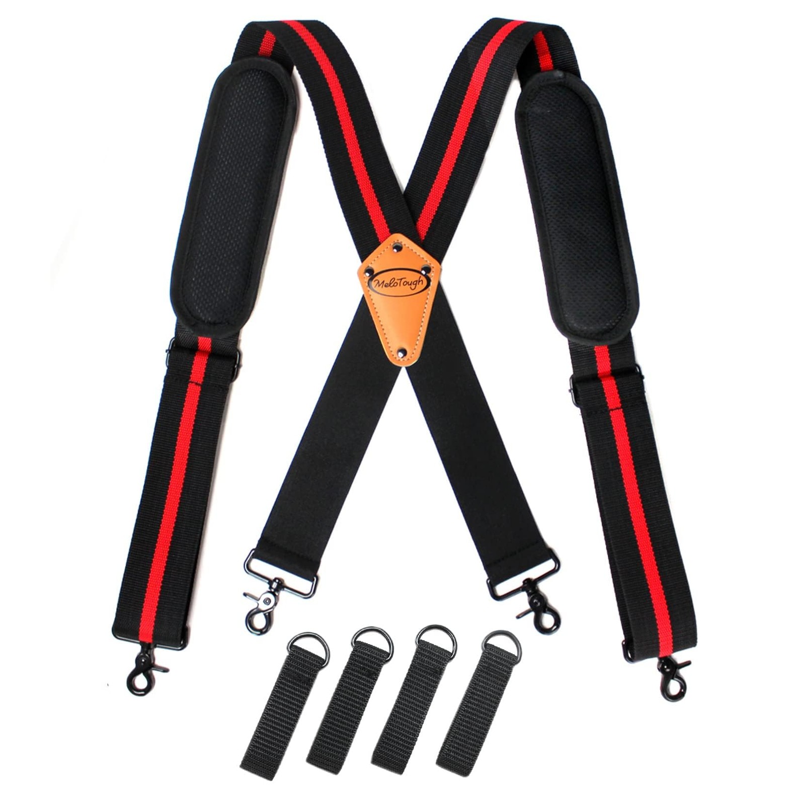 Heavy Duty Work Tool Belt Suspenders Harness Movable Shoulder Pads Red Strip