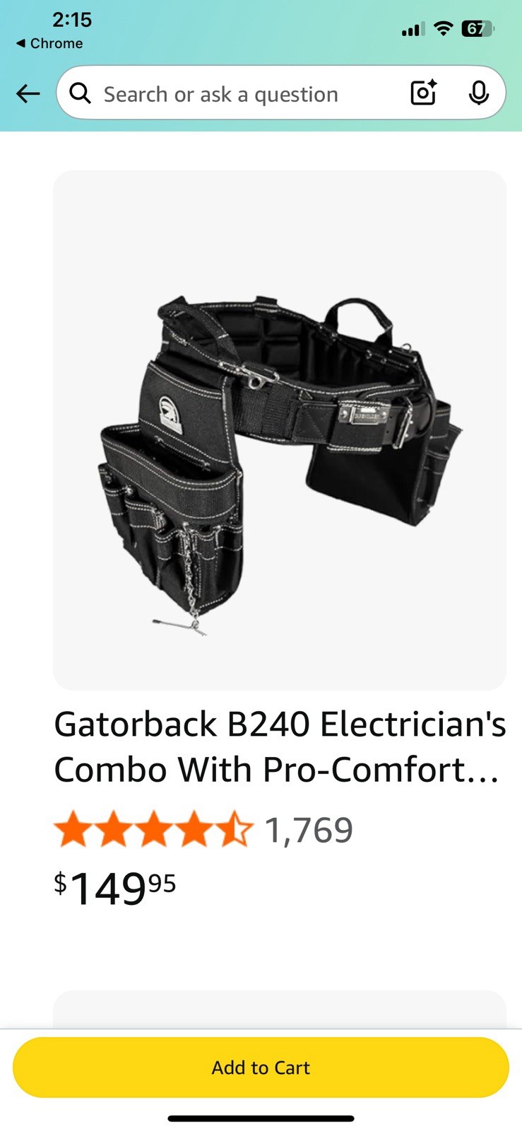 Gatorback B240 Electrician’s Tool Belt Combo with Pro-Comfort Padding